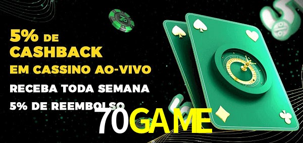 Promoções do cassino ao Vivo 70GAME
